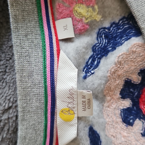 Boden Womens XL Gray Floral Embroidered Sweatshirt - Picture 2 of 5